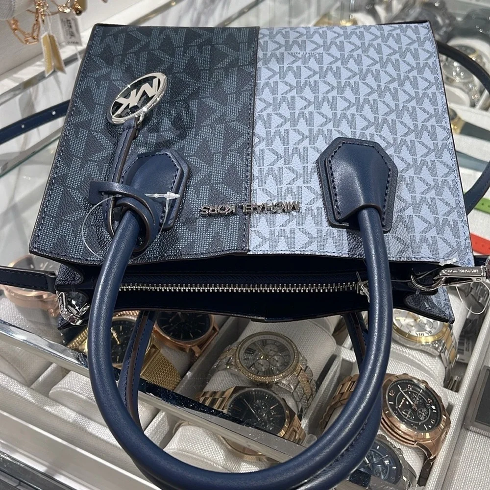 Michael Kors Blue and Black Women's Bag